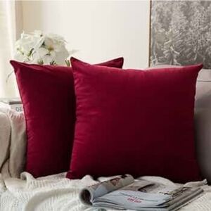Pack of 2 Velvet Soft Solid Decorative Square Throw Pillow Covers Christmas Cush
